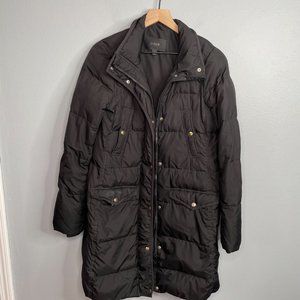 J. Crew Black Wintress Long Puffer Down Warm Coat Jacket Size Medium Tall